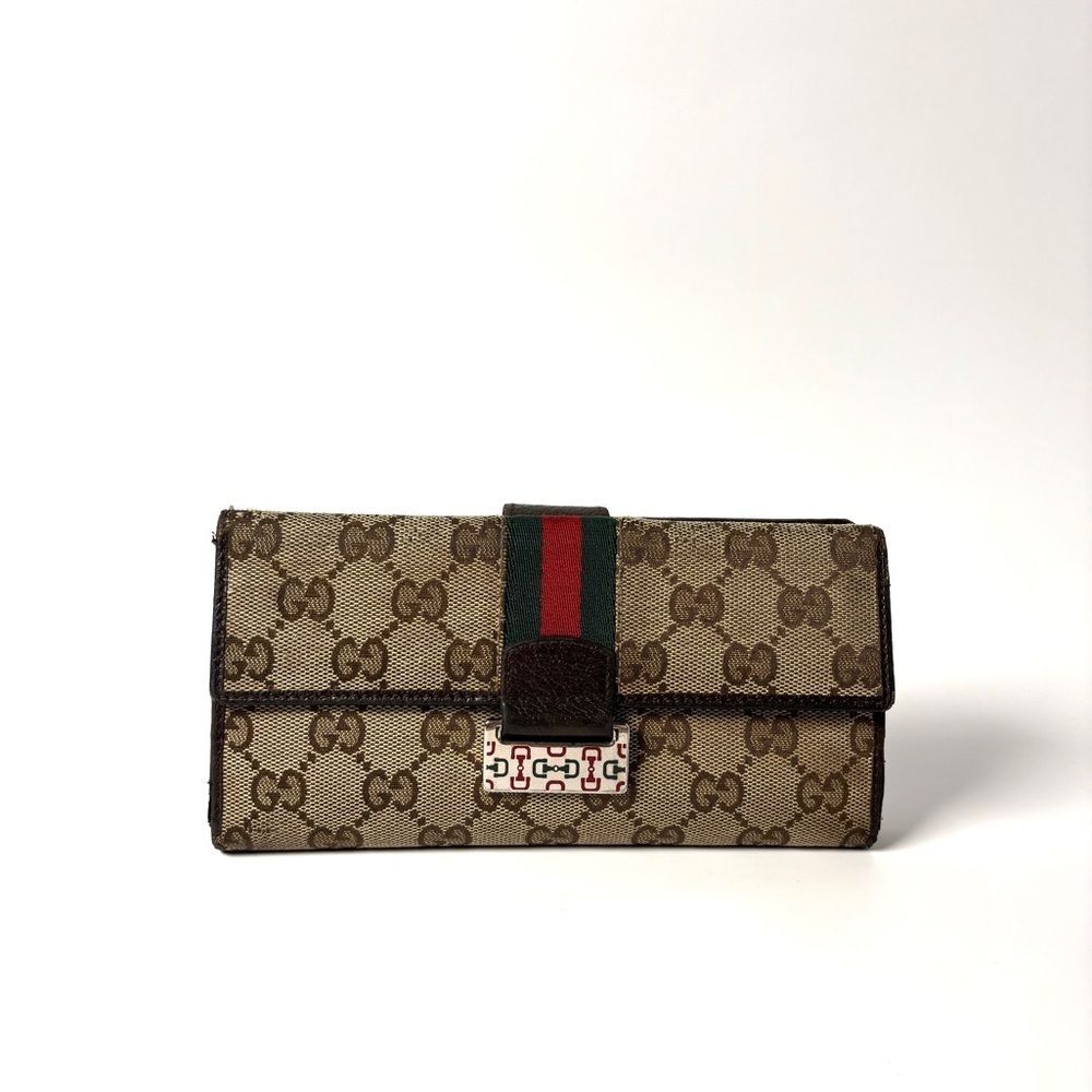 Vintage Gucci GG Monogram Clutch – Beige Canvas Logo Pouch